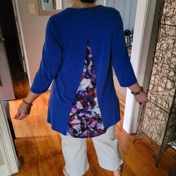 CATHERINES Black Label Hi-Low Myrtle Tunic Art Deco Pattern V Back Size 0x 14/16 - Picture 8 of 16